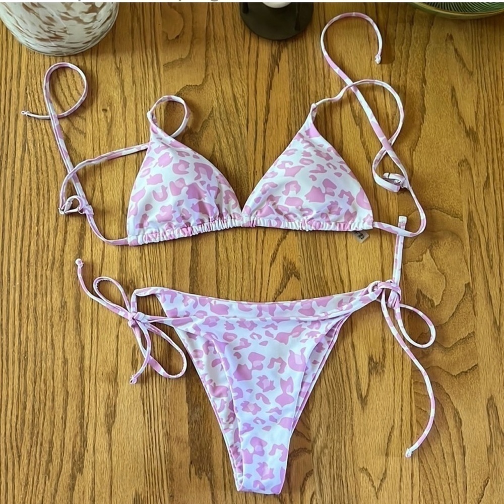 Zaful Pink and White Leopard Bikini